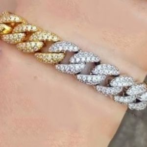 New 18k Gold Filled Curb Chain CZ Paved Bracelet